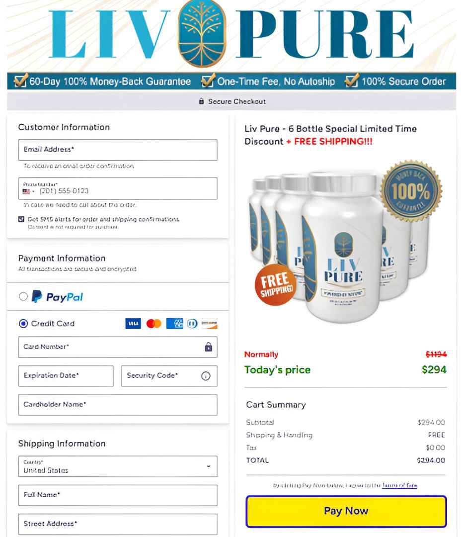 Liv Pure Order Page